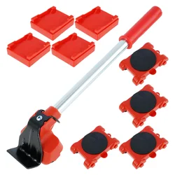 Ensemble d'outils de déplacement de meubles, levage de objets lourds, rouleau de déplacement à 4 roues avec barre de roue, outils de dispositif de déplacement 