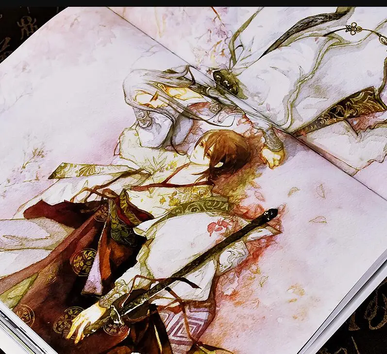 2冊の本中国のアンティーク水彩画ブックノイラストアートドローイング