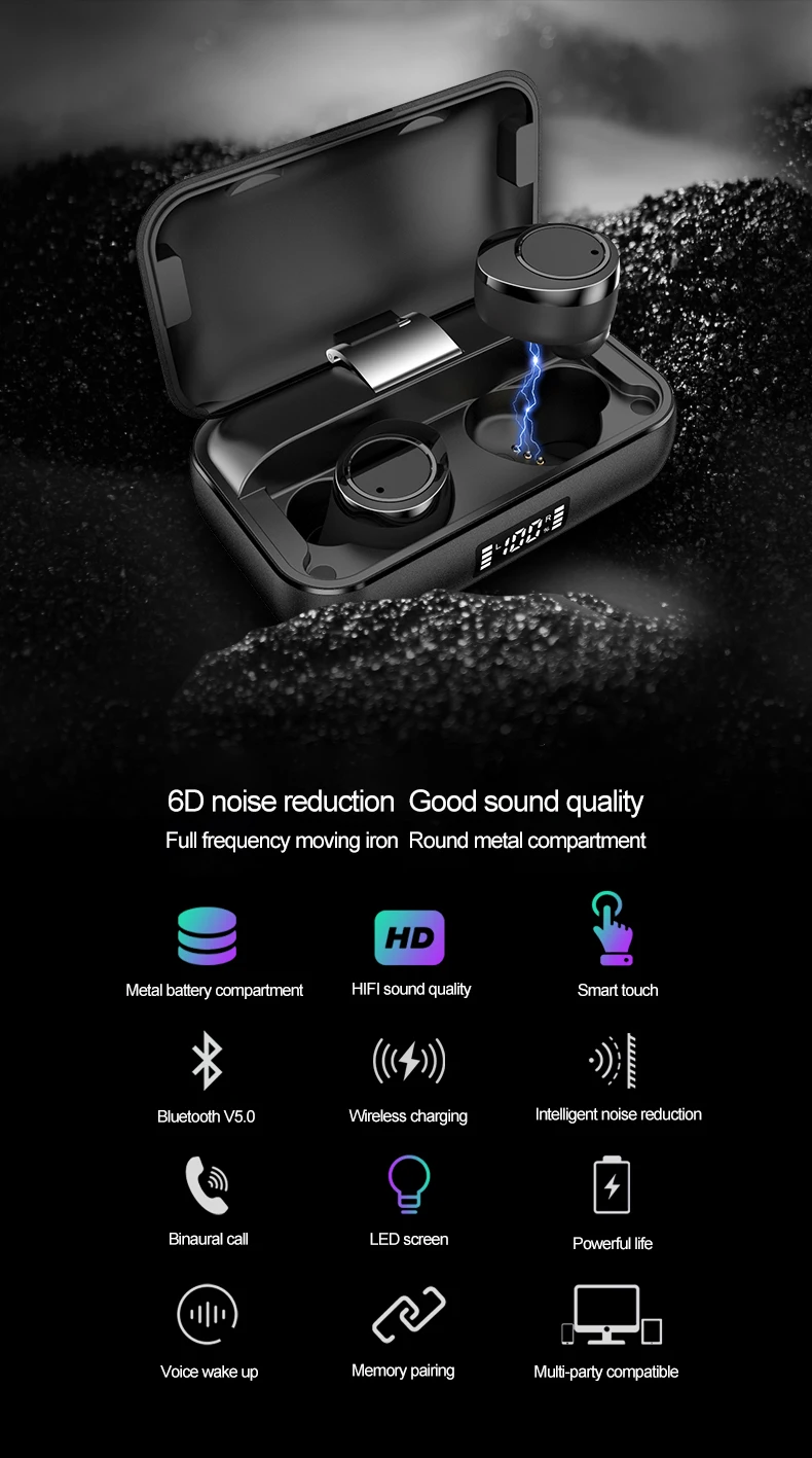 X13 TWS 5,0 Bluetooth наушники стерео гарнитура беспроводные наушники IPX7 водонепроницаемые наушники светодиодный смарт-дисплей 5000 мАч Внешний аккумулятор