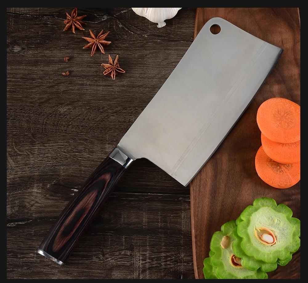 7 дюймов разделочные Ножи 7Cr17 Нержавеющая сталь Кухня Ножи высокое качество лезвие с Цвет деревянной ручкой Кухня Ножи