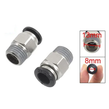 

10Pcs 1/4" PT Male Thread 8mm Push In Joint Pneumatic Connector Quick