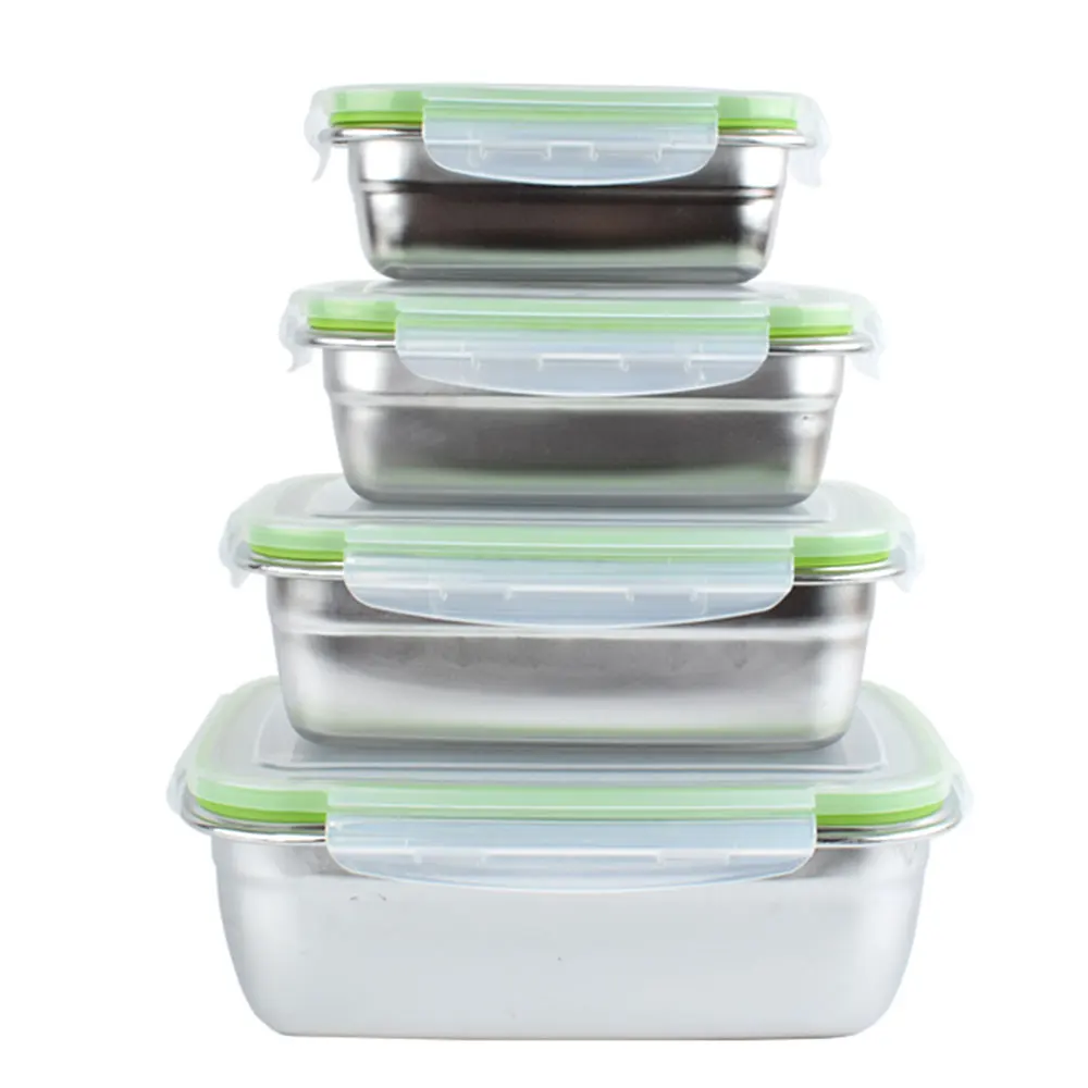 Контейнер Bento для обеда 4 размера Bento Box Picnic Fresh-Keeping Crisper 304 из нержавеющей стали Видимый контейнер для обеда школьный контейнер для еды