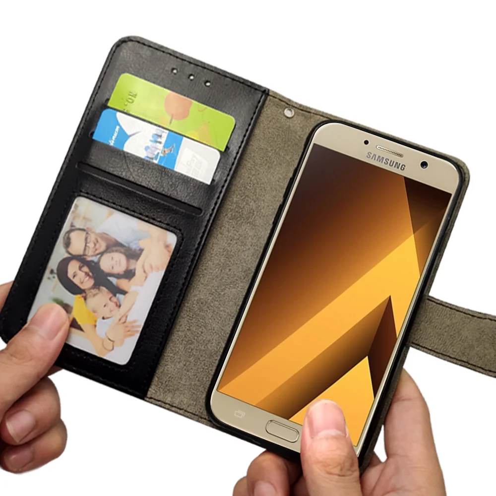 Роскошный кожаный чехол-книжка для samsung Galaxy A7, A3, A5, A6, A8 Plus,,,, чехол-бумажник с отделением для карт, ТПУ, силиконовый чехол
