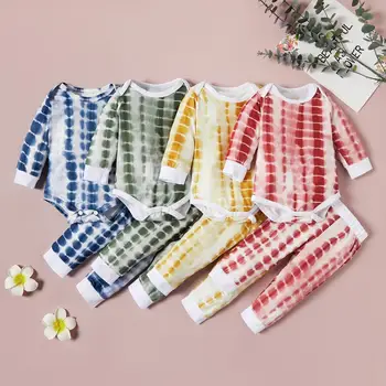 

PatPat New Autumn and Winter Color Block Baby Unisex Casual Tie Dye Baby's Sets Jumpsuit and Pants Baby Clothes