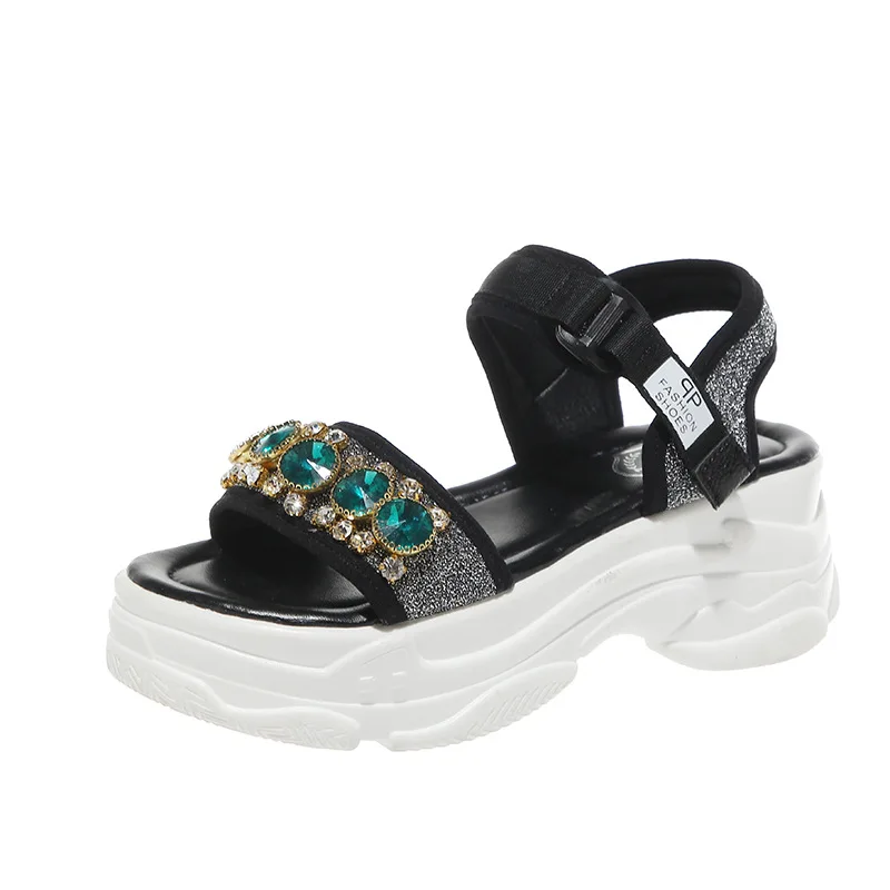 

Platforms Rhinestone Women Sandals 2020 Spring Summer Newest Glitters Wedges Sandals Woman Casual Basic Shoes Woman