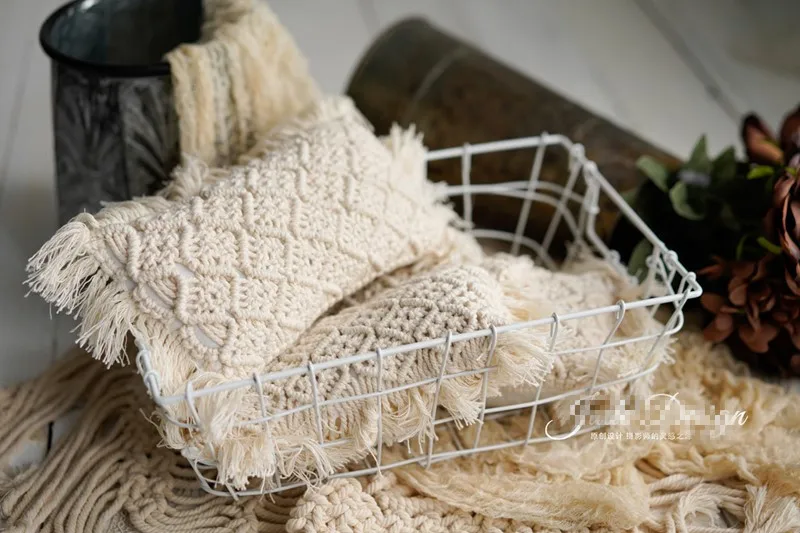 

Original newborn photography props Hand-woven pillow full moon baby baby photo props 100 days baby