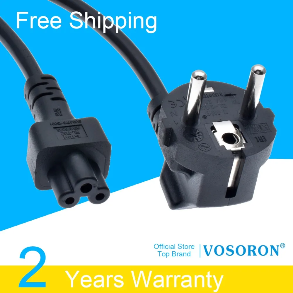 1ft European short travel power cord CEE7/7 male to IEC 320 C5 female for laptop notebook, schuko to C5 cord*