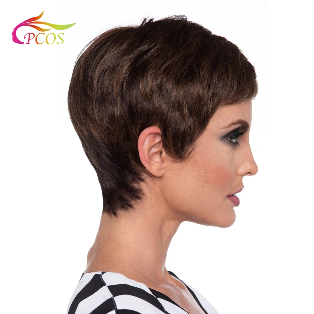 Short Synthetic Brown or Silver Hair Wigs for Sexy Black or White Women Two Color Available Short Synthetic Brown or Silver Hair Wigs for Sexy Black or White Women Two Color Available