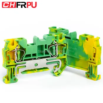 

10Pcs ST4-PE Din Rail Ground Spring Terminal Block Return Pull Type Spring Earthed Terminal Connectors