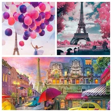 GATYZTORY 5D алмазная живопись Полная площадь DIY домашний декор мозаичные Стразы картина логотип на заказ Эйфелева башня 3 шт. в партии