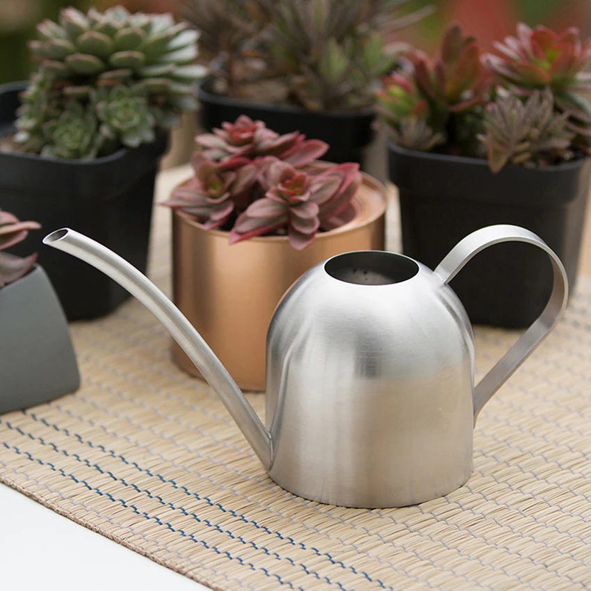 Stainless Steel Long Spout Watering Can Easy Pour 500ml Indoor Outdoor