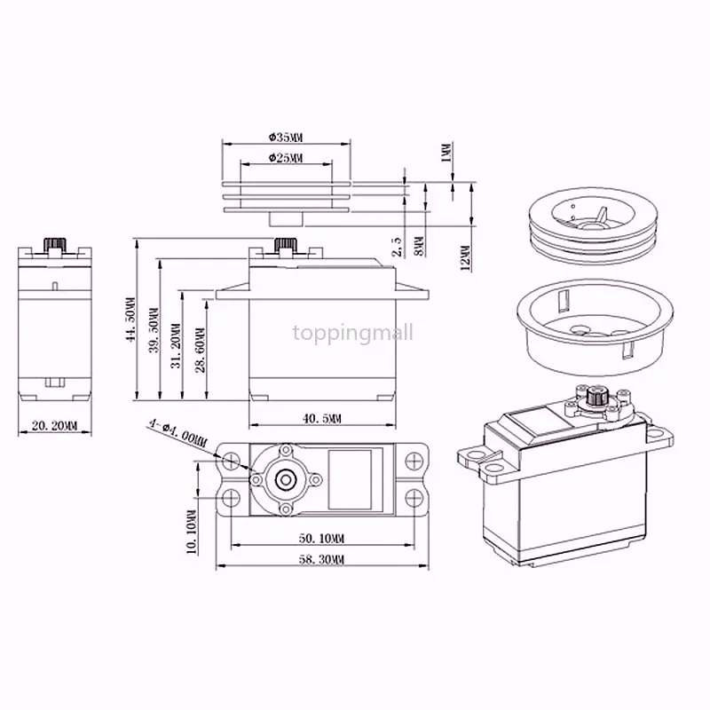 Programáveis da Vela do Guincho Água para rc 1-7t à Prova 20% de Desconto 22kg.cm do Metal de Digitas Rolamentos Duplos Servo Dwaterproof Kingmax Sw22hv 68g - Image 3