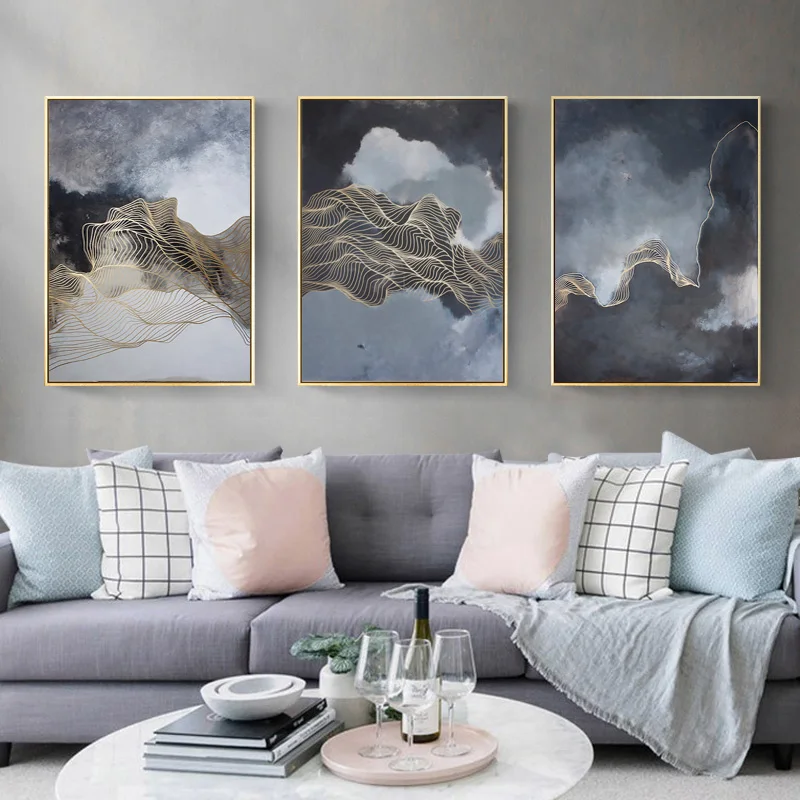

Abstract Pattern Golden Line Posters And Prints Art Life Family Wall Art Canvas Paintings Pictures Living Room Home Decor