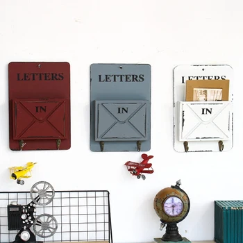 

American simple country retro nostalgic cafe home living room shop wall decoration storage key letterhead box ornaments LB41111