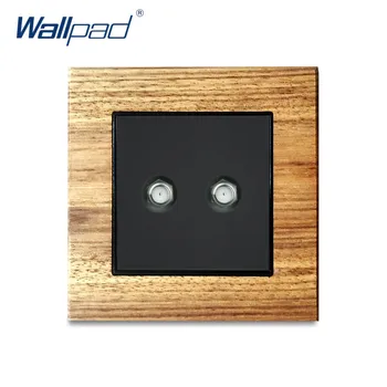 

2 Satellite Television Socket Dural SAT Sockets Wallpad Luxury Wooden Panel Electric Wall Electrical Outlets For Home