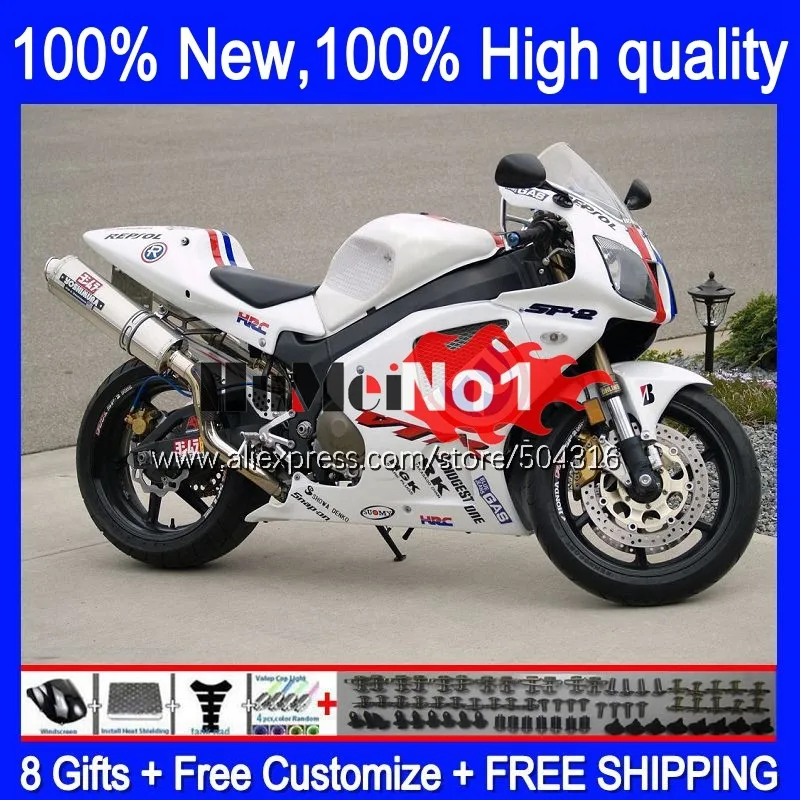 Корпус для HONDA VTR1000 RC51 01 02 03 2004 2005 2006 125MC.68 SP1 глянцевый белый SP2 VTR 1000 2000 2001 2002 2003 04 05 06