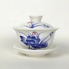 Мини Gaiwan, 140 мл, голубой и белый фарфор, чайная чаша, чайная чашка и блюдце, набор, чайник
