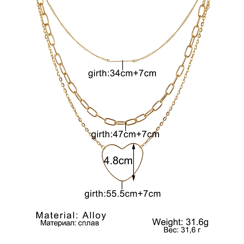KISSWIF богемное многослойное ожерелье в форме сердца для женщин многослойное y-золотое Серебряное ожерелье и кулоны модное ювелирное изделие