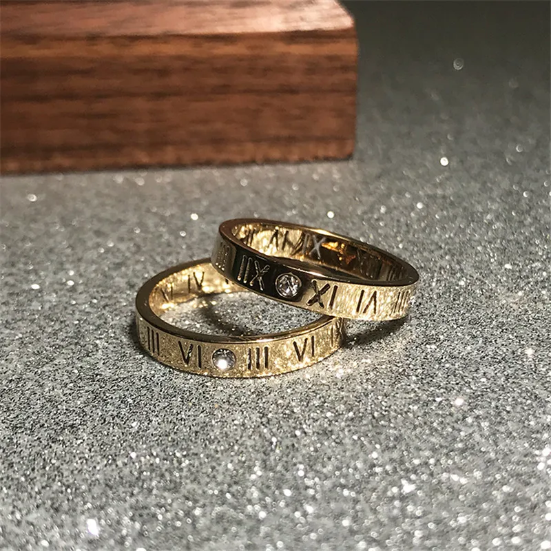 YUN RUO Fashion Zircon Roman Number Couple Ring Rose Gold Color Woman Gift Titanium Steel Jewelry Not Change Color Drop Shipping - Image 3