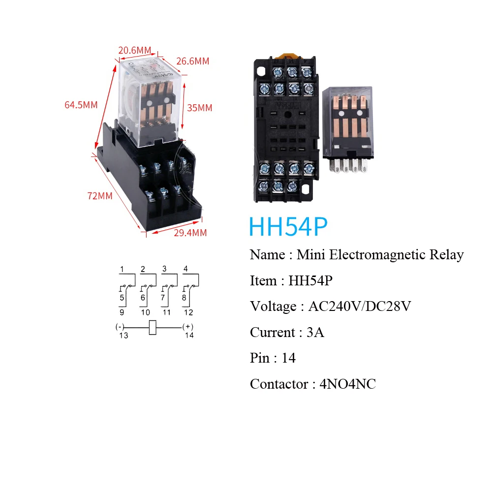 HH52P MY2NJ мини промежуточное реле dpdt электромагнитное с многоконтактной