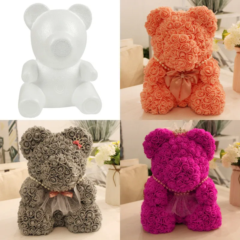 18 см/35 см белый медвежонок из пенопласта DIY игрушка на День святого Валентина вечерние украшения на свадьбу Роза собака пластик цветок плесень