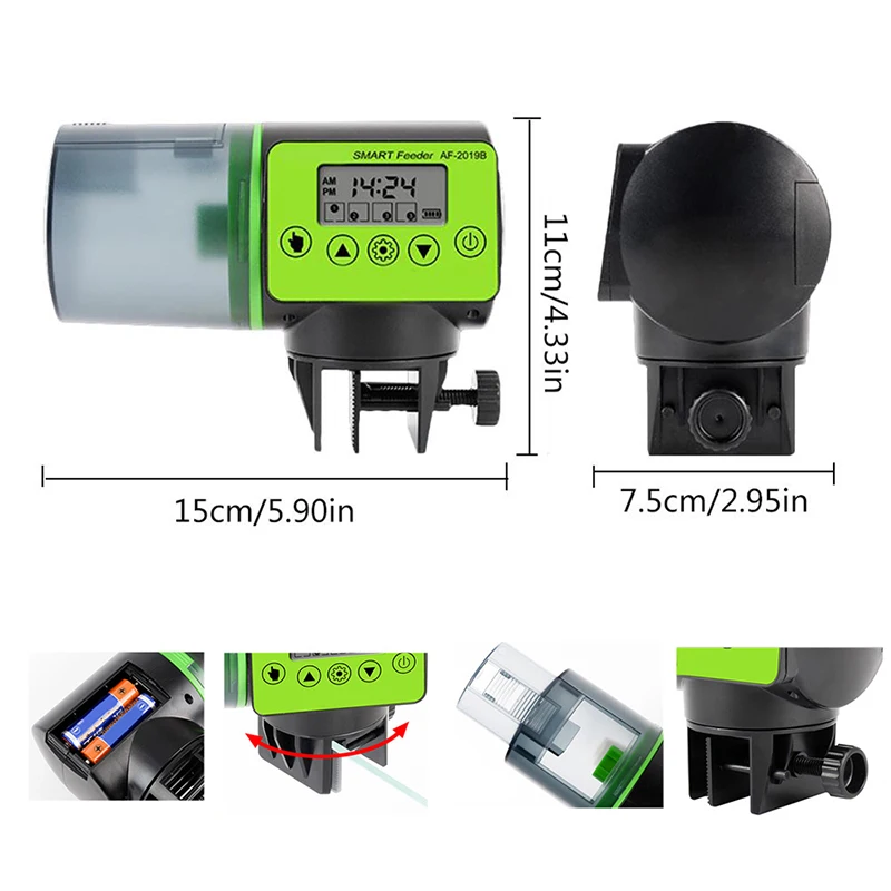 Automatic Fish Feeder Digital Aquarium Fish Tank Electric Timer Plastic Feeders Portable Food Dispe