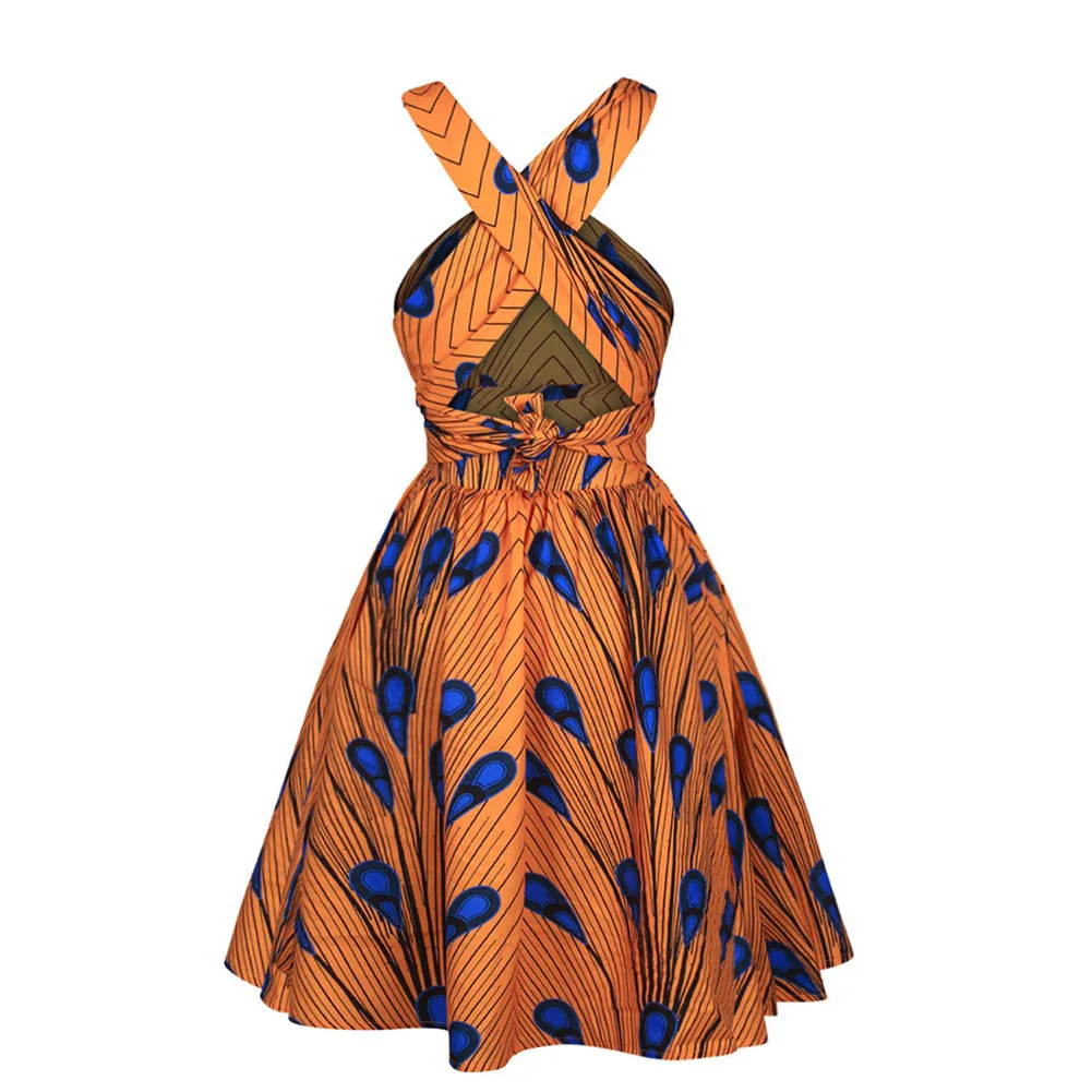 BOHISEN африканская Дашики платья для женщин Африканский принт короткий рукав Анкара Женская африканская одежда с Mutil-способы ношения