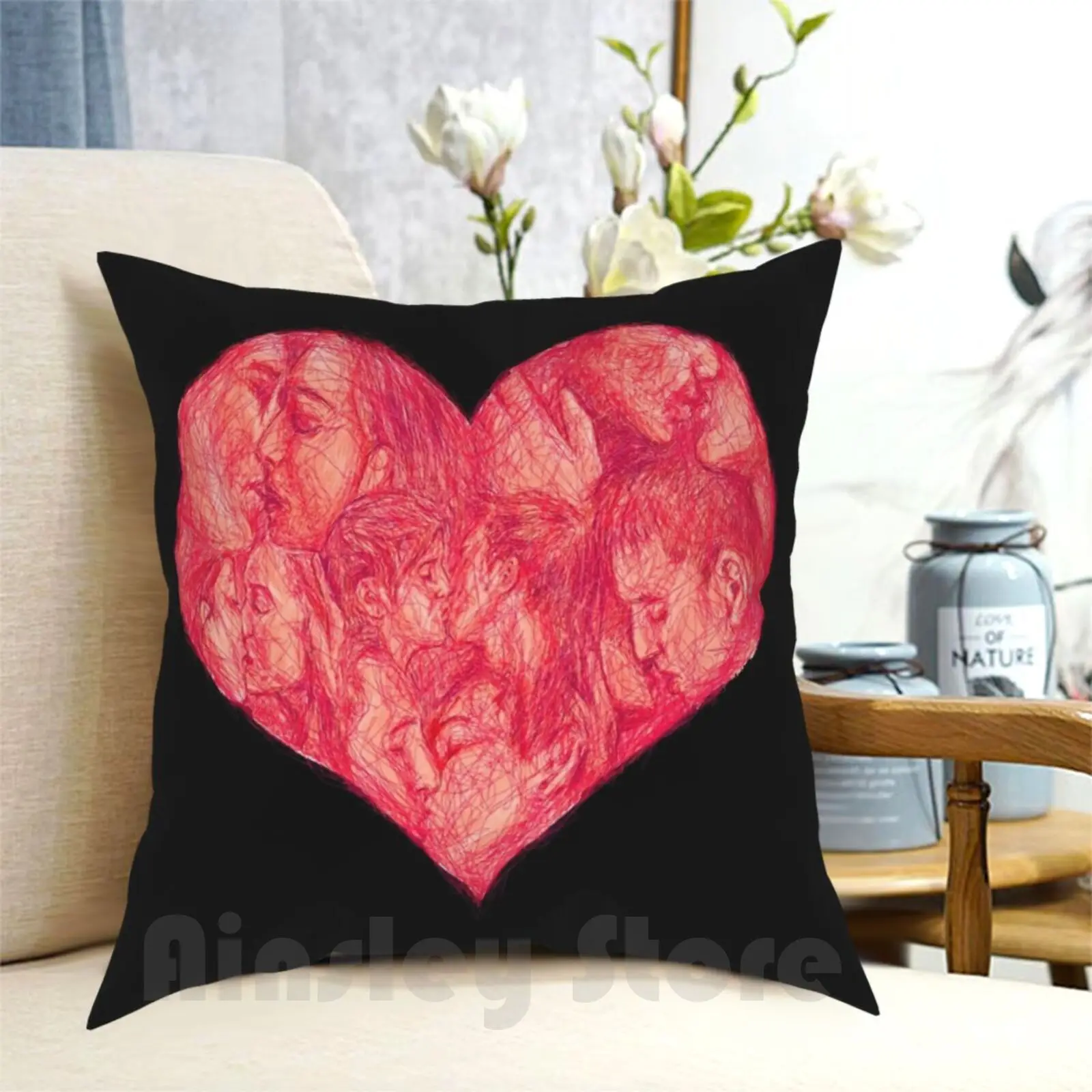 

Kiss Pillow Case Printed Home Soft Throw Pillow Kiss Love Valentines Valentine Romance Husband Wife Boyfriend Girlfriend