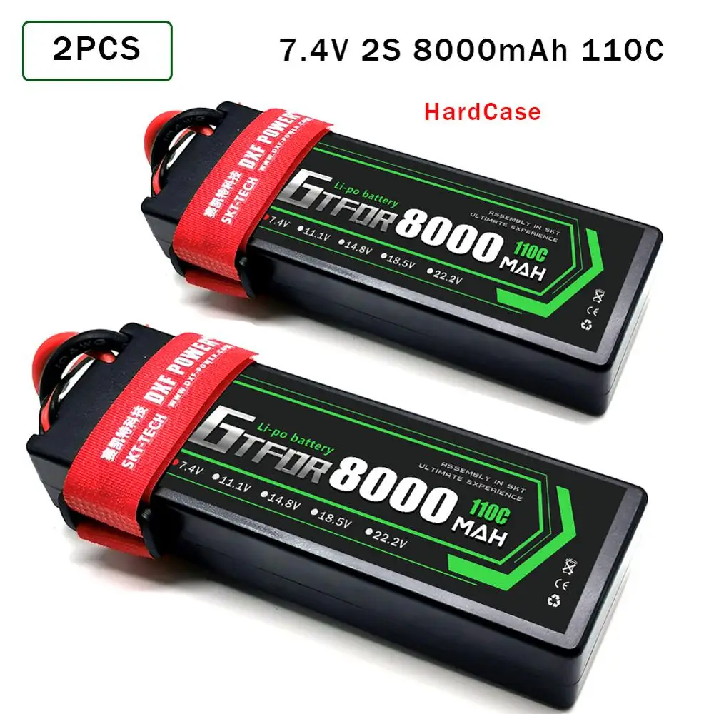 GTFDR 2S Lipo Battery 7 4 В 110C-220C 8000 мАч твердый корпус RC Deans Plug для 1/10 1/8 tour rc car buggy Car Truck |