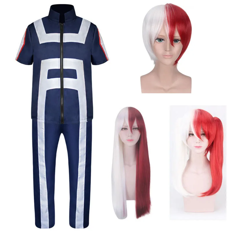 

My Hero Academia Shoto Todoroki Cosplay Costume Top And Pants Set Gymnastic Uniform Clothing Todoroki Shoto Wig Anime Costumes
