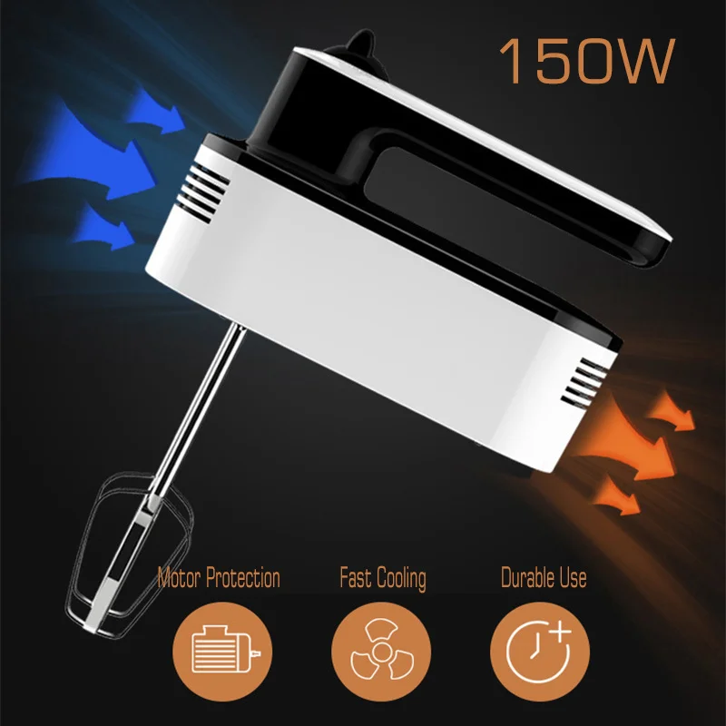 Frullatore portatile a spirale in acciaio inossidabile a 5 velocità, 220 V, per impastare alimenti da cucina, 6 teste, con fruste per uova, ganci per impastare_voghion.com