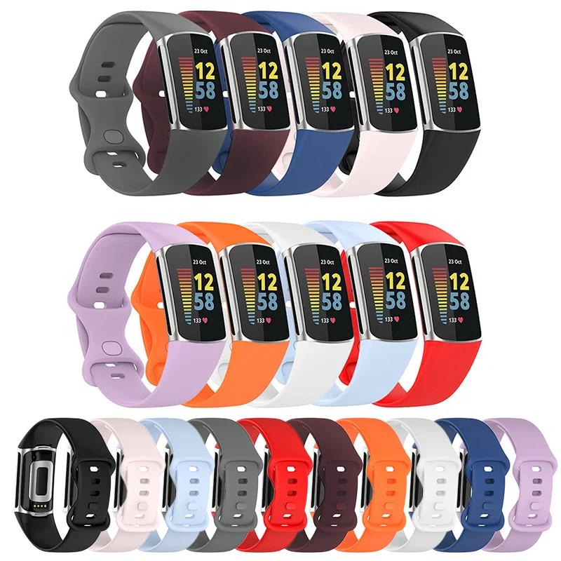 

Silicone Strap Bracelet For Fitbit Charge 5 SmartWatch Band WristStrap Bracelet Wristband Belt Accessories Fashion Sports New