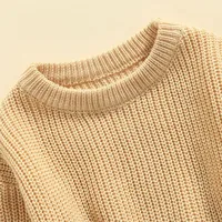 Baby Solid Color O-neck Sweater Winter, Unisex Baby Girl Boy Loose Fit Long Sleeve Knitted Pullover for Autumn, Winter 4