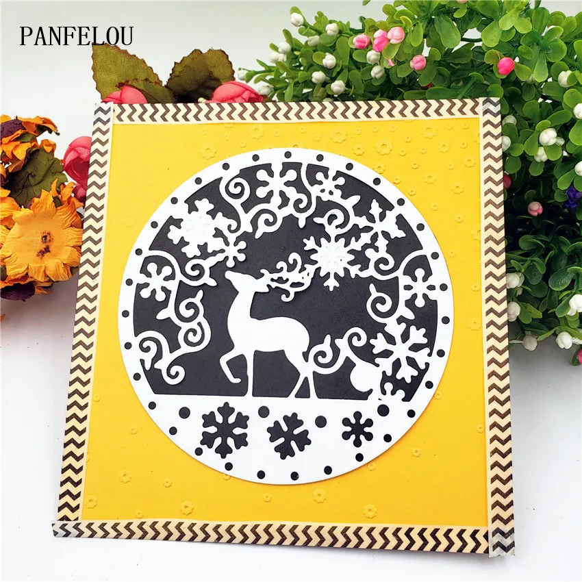 PANFELOU 11,2x11,2 см Рождество со снежинками и оленями Скрапбукинг DIY тиснение бумажные матрицы режущие штампы резчик углеродистой стали металлический штамп