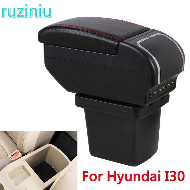 Armrest Box For Hyundai I30 Dual Layer Rotatable Large Space PU Leather USB Charging Center Console Storage Car Accessories | Автомобили и