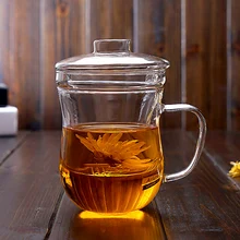 4 стиля стеклянная чашка чайные чашки с крышкой фильтр офис разделения тепла дома чайные чашки