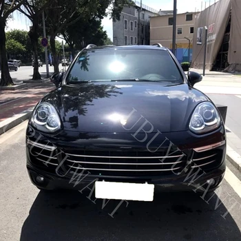 

ABS Chrome 7pcs Car Front 3D bumper Mesh Vent Hole Dirt Grille Grill Cover Trim For Porsche Cayenne 2014 - 2017 Car Accessories