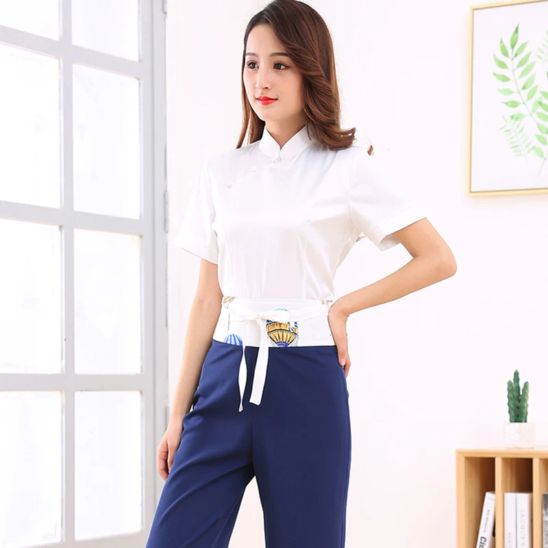 

Summer short sleeve women's beauty uniforms Teahouse Waitress Clothes Beauty Salon beautician uniforms Spa Uniform Suit