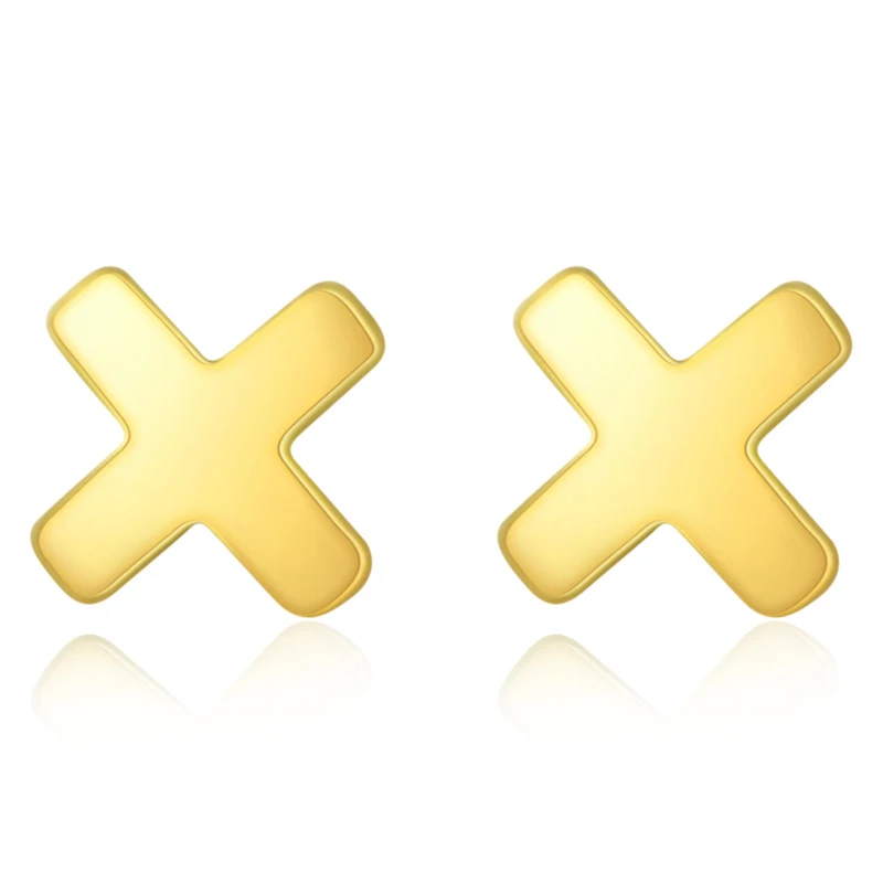 

Real 18K Yellow Gold Earrings AU750 Gold Geometry Stud Earrings