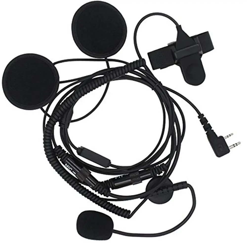 Helmet Headset 2 Pin Ptt Motorcycle Headphone For Walkie Talkie Kenwood