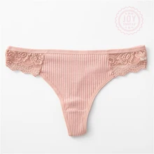 

Women's Cotton Panties Bikini 3d Striped Cotton G-String Panties Sexy Underwear Women Hips Body Shapers Ladies Thong Lace Briefs