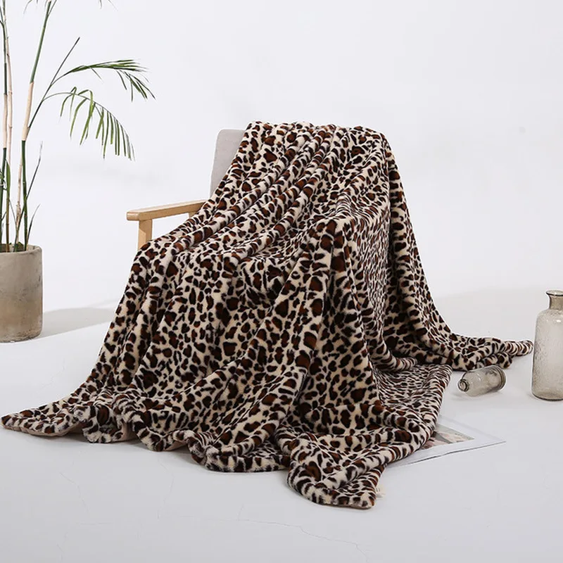 Элегантный леопардовый дизайн пушистое одеяло простыни супер мягкий мех кролика Кристалл Короткие Плюшевые постельные принадлежности чехол для дивана 130*160 см/160*200 см