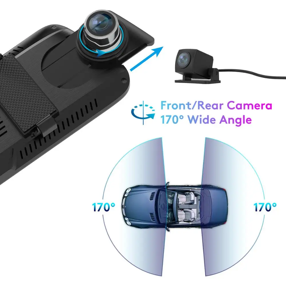 ThiEYE CarView 2 Автомобильный видеорегистратор камера 10 дюймов Full HD 1080P зеркало заднего вида видео регистратор с 720P двойной объектив регистрационная видеокамера