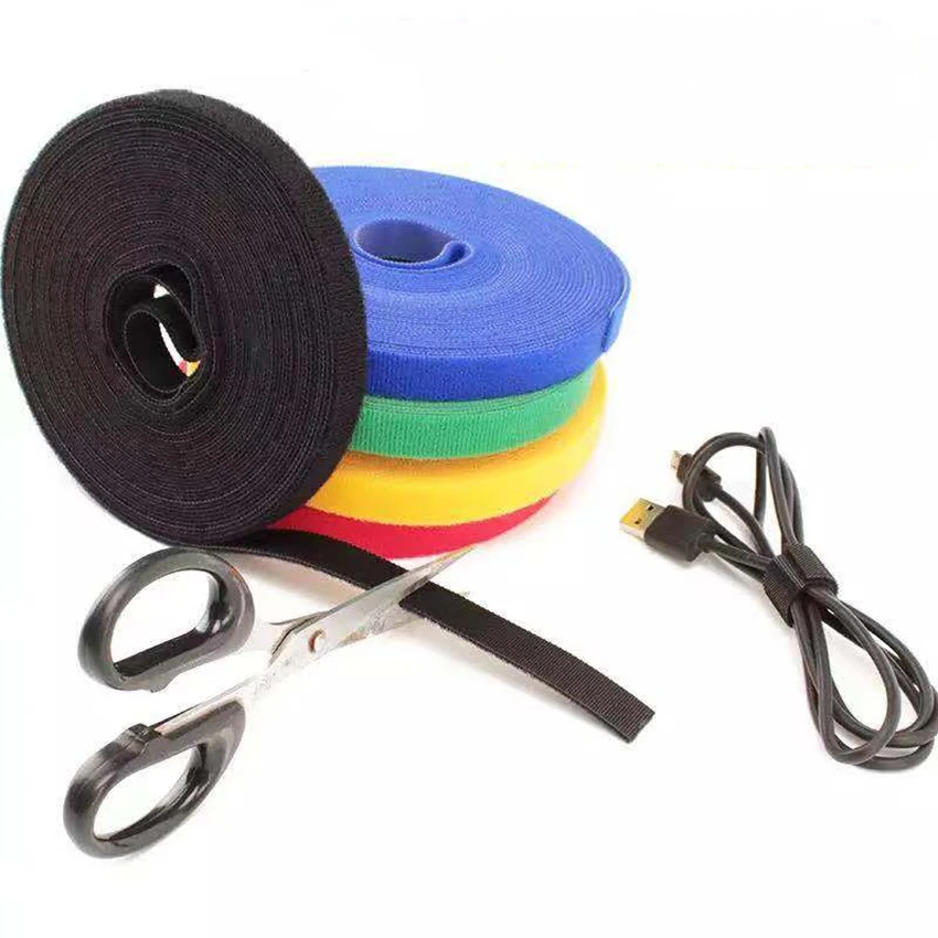 

hooks adhesive tape nylon cable ties 10m/roll Width 1-2cm wire cable Multifunction velcroe tie Power Wire Loop Tape
