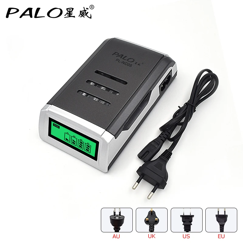 

PALO 4 Slots Smart LCD Display Charger For AA/AAA NiMH NI-CD Rechargeable Battery Intelligent AA AAA Battery Charger