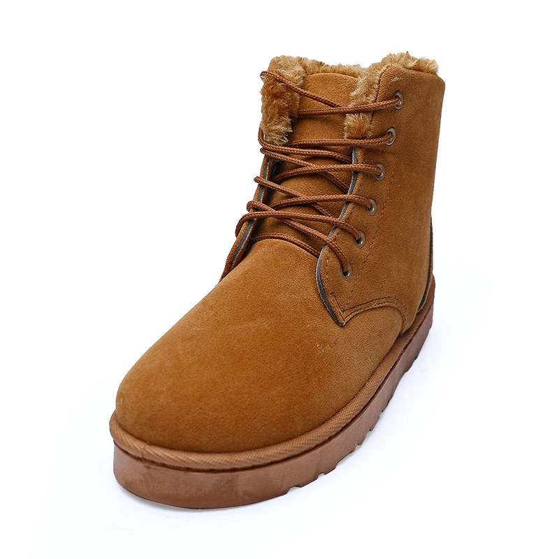 2021 Winter New Korean Version Plus Velvet Warm Snow Boots Men Short Tube Cotton Boots Lace-up Boots Cotton Shoes