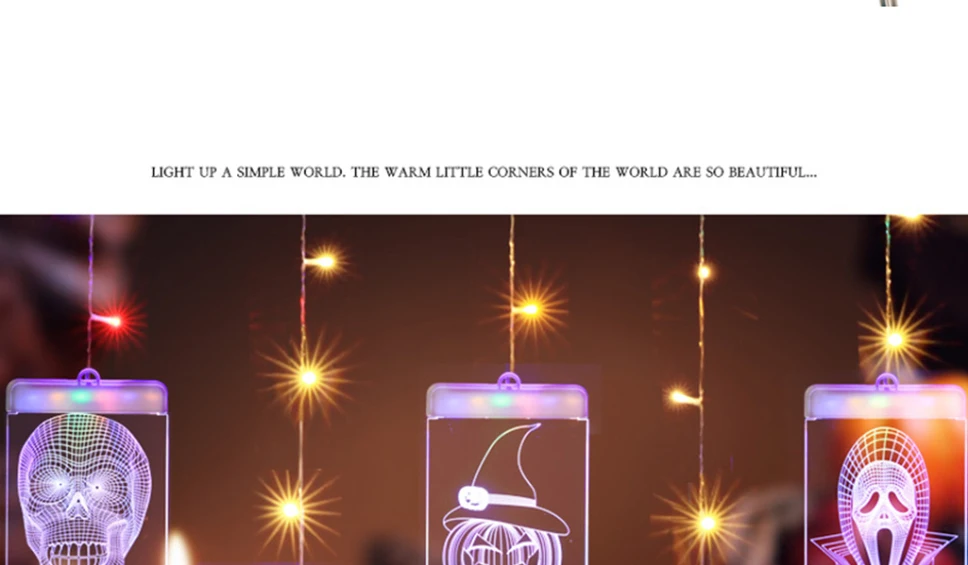 Светильник на хэллоуин гирлянды с источником питания от USB 5 В, светодиодный свет строка с 3D Джек тыквы свет вдова Хэллоуин украшение домашнего декора светодиодный свет шкаф украшения для шкафа ночник светодиодный на