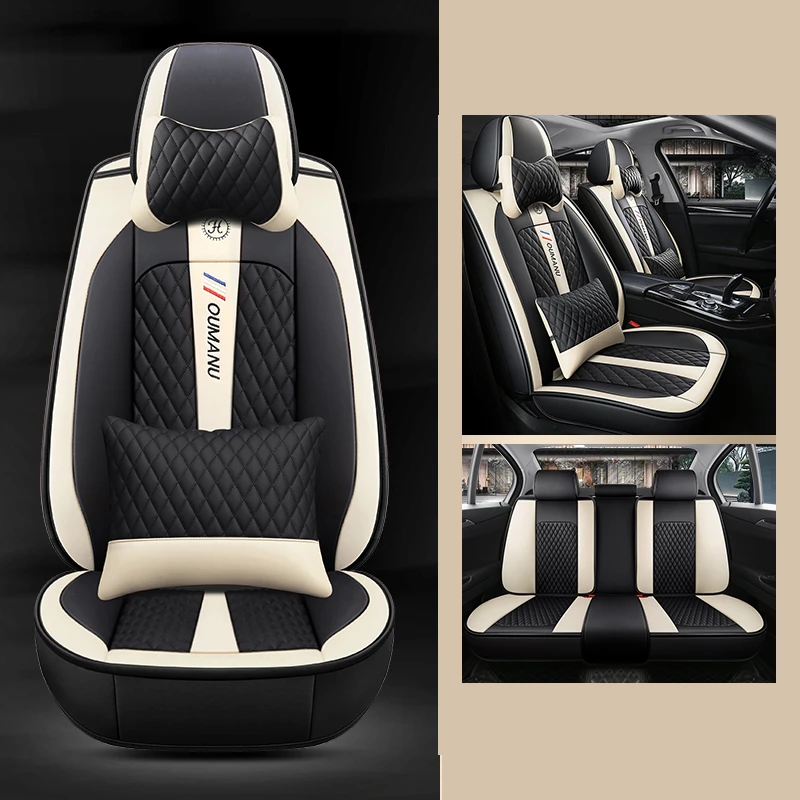 Front 1X Black Car Seat Covers Waterproof Protector For Peugeot 207 307 407 508