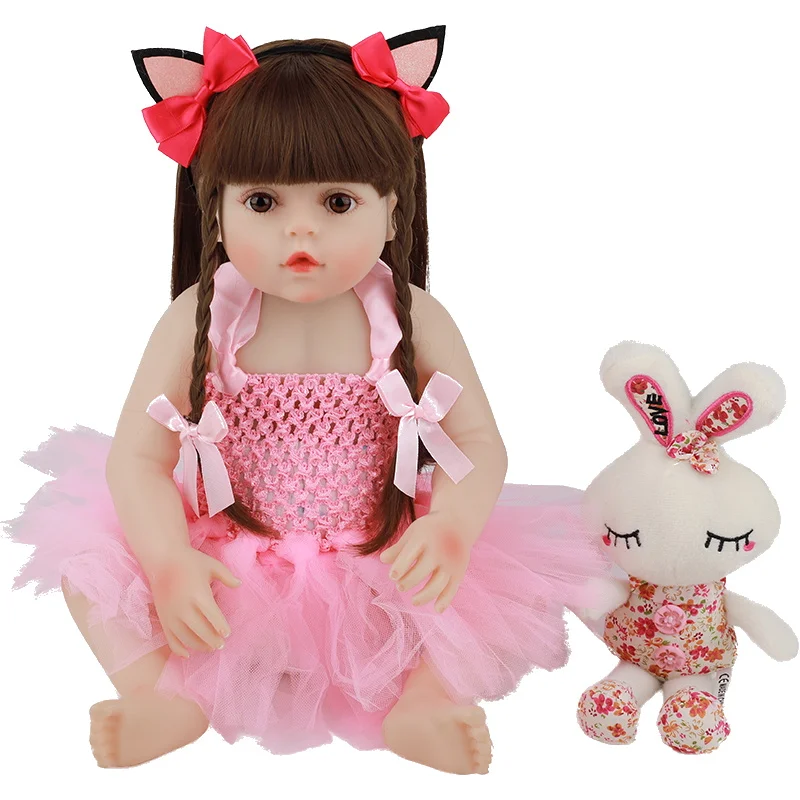 48CM Real Size Original Doll New Reborn Baby Toddler Girl Pink Princess Bath Toy Very Soft Full Body Silicone Girl Doll Surprice