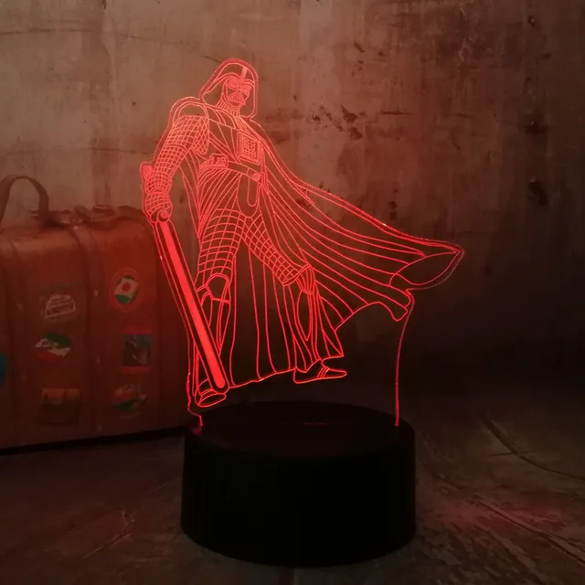 Star Wars lucha Darth Vade 3D RGB luz de noche LED 7 colores Chang lámpara de mesa de dormir decoración de dormitorio vacaciones niños los niños juguetes regalo - Imagen 3